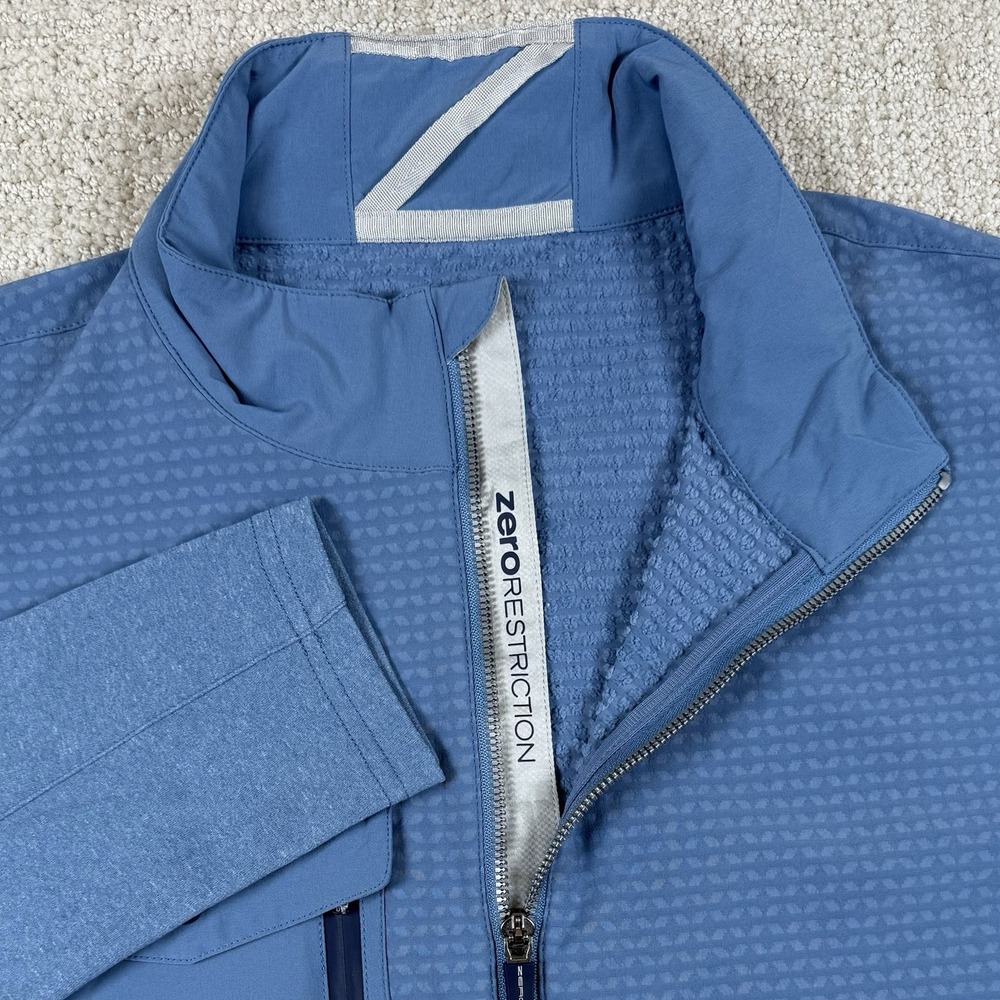 Zero Restriction Mens Large Blue Fleece Waffle Lined Full Zip Performance Jacket